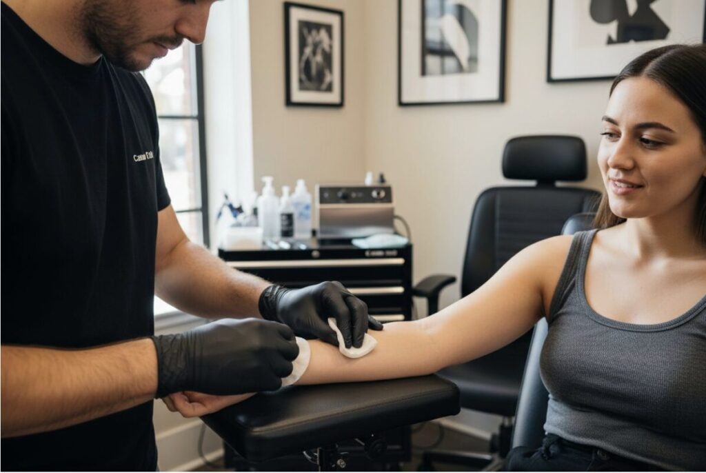 Kožní hygiena před tetováním je mnohem víc než jen obyčejné umytí pokožky. Statistiky ukazují, že správná příprava kůže dokáže snížit riziko infekcí a komplikací až o 70 %. Mnoho lidí se domnívá, že nejdůležitější je samotný proces tetování, ale pravda je jiná. Právě čistá, zdravá a dobře připravená pokožka rozhoduje o tom, zda tetování zůstane krásné a kvalitní po dlouhá léta. Obsah Co je kožní hygiena a proč je důležitá před tetováním Podstata kožní hygieny při přípravě na tetování Proč je kožní hygiena tak zásadní Vliv kožní hygieny na proces tetování Mechanismy působení během tetování Dlouhodobé účinky na kvalitu tetování Jak kožní hygiena ovlivňuje kvalitu a trvanlivost tetování Metody udržování kožní hygieny před tetováním Shrnutí Nejčastější dotazy Základní shrnutí Klíčová myšlenka Vysvětlení Kožní hygiena je před tetováním klíčová Snižuje riziko infekcí a komplikací Příprava zajišťuje kvalitní nanášení barvy Čistá kůže umožňuje rovnoměrné pigmentování Zdravá kůže zvyšuje trvanlivost tetování Barvy zůstávají syté a neblednou Profesionálové doporučují důkladnou přípravu Posouzení stavu kůže je zásadní Používejte specializované čisticí přípravky Antiseptika zvyšují bezpečnost Co je kožní hygiena a proč je důležitá před tetováním? Kožní hygiena představuje komplexní péči o čistotu a zdraví pokožky. Před zákrokem, jako je tetování, má zásadní význam. Odborné studie potvrzují, že správně vyčištěná pokožka výrazně snižuje riziko infekcí a podporuje rychlejší hojení. Podstata kožní hygieny při přípravě na tetování Kožní hygiena není jen mytí mýdlem. Zahrnuje cílené čištění, dezinfekci a přípravu pokožky, která bude tetována. Hlavní cíle kožní hygieny: odstranění povrchových nečistot eliminace bakterií a mikroorganismů příprava kůže pro lepší vstřebání pigmentu Při bezpečném tetování je hygiena prvním a nejdůležitějším krokem. Usnadňuje práci tatéra a výrazně snižuje riziko zánětů. Proč je kožní hygiena tak zásadní? Pokožka musí být před tetováním v optimálním stavu. Znečištěná, podrážděná nebo mastná kůže může způsobit: zpomalené hojení vyšší riziko infekce nerovnoměrné uložení barvy Zkušený tatér vždy doporučuje důkladnou přípravu pokožky, která zahrnuje nejen čištění, ale i posouzení jejího celkového stavu. Čistá a zdravá kůže = lepší výsledek tetování. Vliv kožní hygieny na proces tetování Kožní hygiena má přímý vliv na celý proces tetování. Správně připravená pokožka umožňuje přesnější práci, rovnoměrnější nanášení barvy a menší podráždění během zákroku. Mechanismy působení během tetování: lepší přilnavost barvy ke kůži omezení zánětlivých reakcí snazší a přesnější zavádění pigmentu Předběžná příprava pokožky patří mezi klíčové faktory úspěšného tetování. Dlouhodobé účinky na kvalitu tetování Správná kožní hygiena před tetováním má zásadní vliv i na dlouhodobý vzhled tetování. Dobře připravená pokožka zajišťuje rovnoměrné rozložení pigmentu a pomáhá předcházet blednutí či deformacím. Profesionální tatéři se shodují, že kožní hygiena není doporučení, ale nezbytná součást procesu. Jak kožní hygiena ovlivňuje kvalitu a trvanlivost tetování? Kožní hygiena má přímý a vícestupňový vliv na kvalitu i životnost tetování. Správná příprava kůže rozhoduje o sytosti barev i ostrosti linií. Faktory ovlivňující kvalitu tetování: odstranění povrchových nečistot kontrola mastnoty pokožky vytvoření ideálního povrchu pro pigmentaci Dlouhodobý vliv: zachování intenzity barev prevence předčasného blednutí snížení rizika kožních komplikací Metody udržování kožní hygieny před tetováním Existují osvědčené postupy, které zajišťují maximální čistotu pokožky před tetováním. Základní čisticí techniky: mechanické čištění antibakteriálními přípravky jemné odmaštění pokožky odstranění odumřelých kožních buněk Specializované čisticí prostředky: lékařské antiseptické roztoky speciální čisticí gely sterilní jednorázové ubrousky Přehled metod kožní hygieny Metoda Popis Účel Mechanické čištění Antibakteriální přípravky Odstranění nečistot Odmaštění Odstranění mastného filmu Lepší pigmentace Odstranění odumřelých buněk Jemné čištění epidermis Lepší absorpce barvy Antiseptické roztoky Profesionální dezinfekce Maximální sterilita Čisticí gely Jemné čištění bez alkoholu Hydratace a čistota Sterilní ubrousky Jednorázové použití Finální příprava Připravte pokožku a zajistěte si komfortní tetování s TKTX Shop Pokud chcete krásné a dlouhotrvající tetování, zdravá a čistá pokožka je základ. Jak jste se dočetli, kožní hygiena před tetováním výrazně snižuje rizika a zlepšuje výsledek. Častým problémem je však bolest, která může ovlivnit komfort i hojení. 👉 https://tktx-shop.click Pro maximální pohodlí vyzkoušejte anestetické krémy TKTX a Dermacain, které poskytují až 3 hodiny účinného znecitlivění. Jsou navrženy pro podporu hygieny a ochranu pokožky před tetováním a pomáhají udělat celý proces výrazně příjemnější. Nejčastější dotazy (FAQ) Co je kožní hygiena před tetováním? Jedná se o důkladné čištění a dezinfekci pokožky s cílem snížit riziko infekcí. Proč je kožní hygiena před tetováním důležitá? Zlepšuje kvalitu tetování, podporuje hojení a minimalizuje komplikace. Jaké jsou základní kroky kožní hygieny? Antibakteriální čištění, odmaštění a odstranění odumřelých buněk těsně před zákrokem. Jaké produkty použít před tetováním? Lékařská antiseptika, speciální čisticí gely a sterilní ubrousky určené pro přípravu pokožky. Jak hygiena ovlivňuje trvanlivost tetování? Pomáhá udržet barvy syté, předchází blednutí a kožním komplikacím. Ak chceš, môžem: doplniť interné odkazy (CZ SEO cluster) pripraviť kratšiu verziu pre landing page alebo článok prepojiť s ďalšími blogmi o TKTX kožní hygiena před tetováním