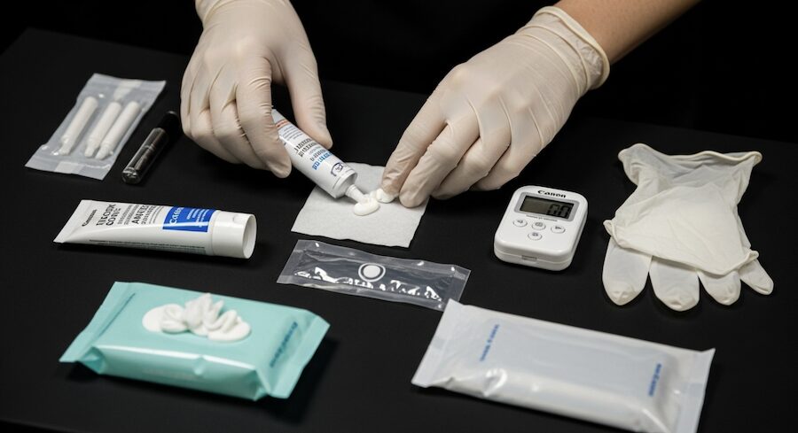 připravit materiál na anestezii při tetování