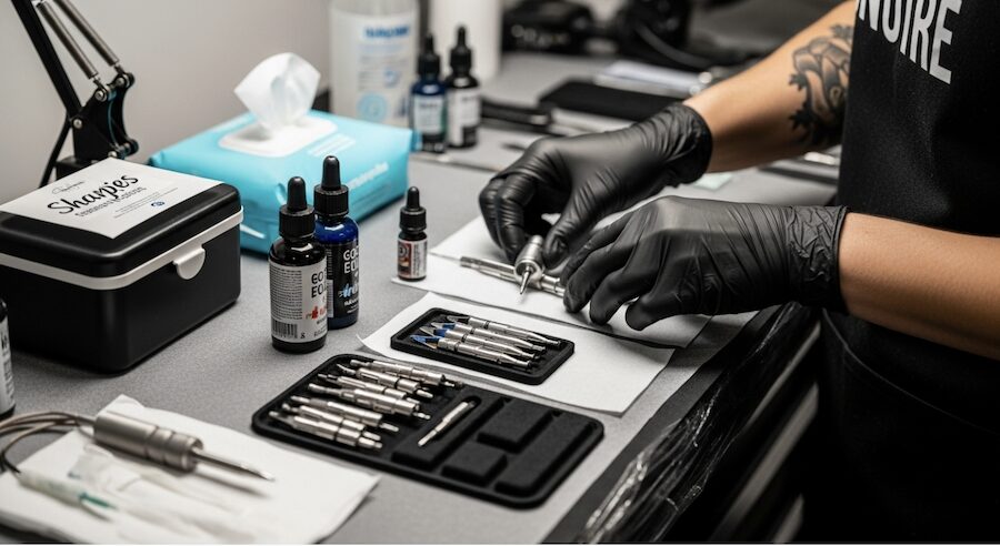 připravit materiál na anestezii při tetování